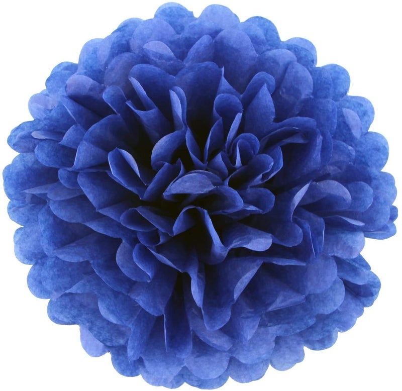 IGUO 30pcs Tissue Pom Poms Party Supplies,Yellow Navy Blue White Silver Birthday Party Decorations Paper Tassel Garland for Bridal Shower Wedding School Ceremony Graduation Theme Party Supplie - Image 4